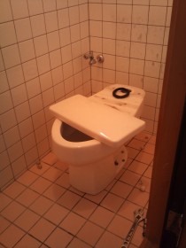 旧トイレの取外し中